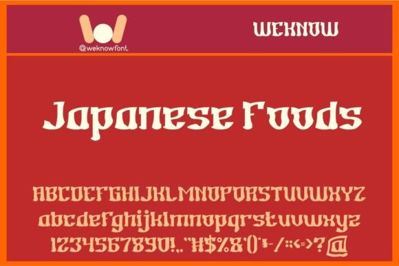 Japanese Foods Font for Handmade Creations and Branding